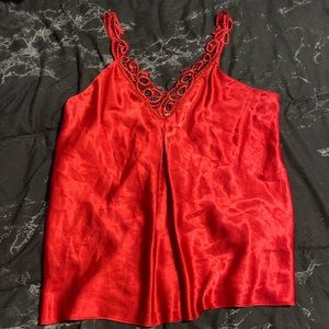 Beautiful red satin blouse Sz L